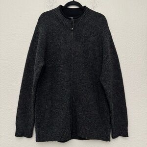 Pendleton Shetland Wool Full Zip Cardigan Sweater Pockets Charcoal Size Large
